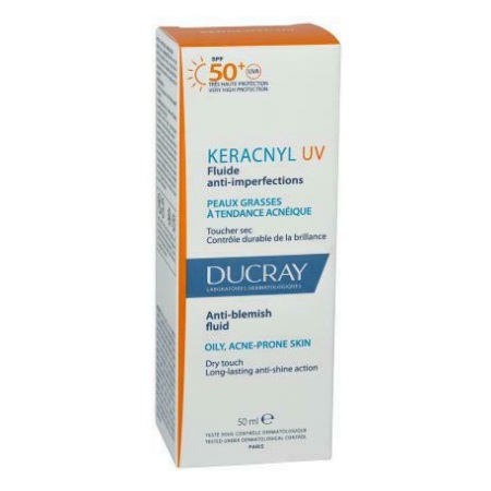 Ducray Keracnyl UV Anti-Blemish Fluid Λεπτόρρευστη Αντηλιακή Κρέμα Υψηλής Προστασίας για Δέρμα με Τάση Ακμής SPF50+ 50ml