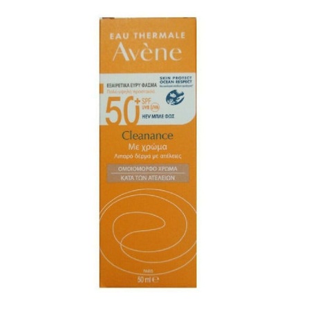 Avene Cleanance Solaire Tinted Αντηλιακή Κρέμα Προσώπου Με Χρώμα Για Λιπαρό Δέρμα Με Ατέλειες SPF50+ 50ml