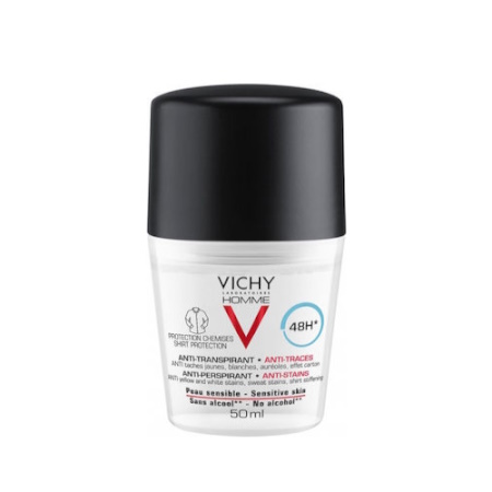 Vichy Homme 48hr Deodorant Roll-On Anti-Stains Ανδρικό Αποσμητικό ενάντια στα σημάδια 50ml