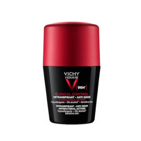 Vichy Homme 96hr Clinical Control Detranspirant Anti-Odor Deodorant Roll-On Ανδρικό Αποσμητικό Κατά της Υπερβολικής Εφίδρωσης 50ml