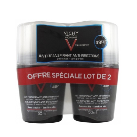 Vichy Homme Ανδρικό Αποσμητικό κατά της Εφίδρωσης 48h για Ευαίσθητη Επιδερμίδα 50ml 1+1 ΔΩΡΟ