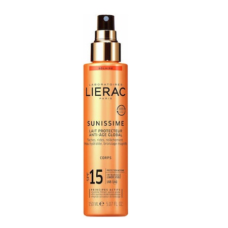 Lierac Sunissime Lait Protecteur Energisant Anti-Age Global Corps Αντιγηραντικό Aντηλιακό Γαλάκτωμα Σώματος SPF15 150ml