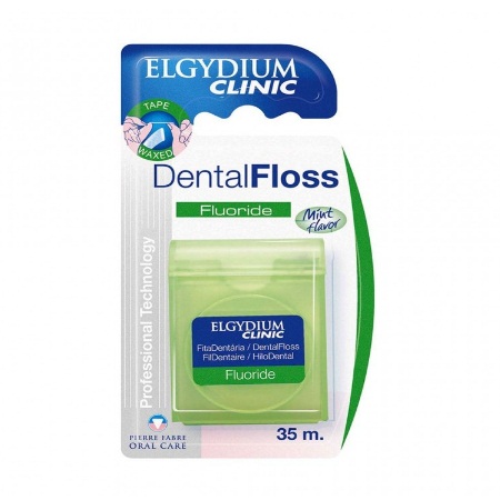 Elgydium Dental Floss Fluoride Cool Mint Flavor Κηρωμένο Οδοντικό Νήμα με Γεύση Μέντα 35m
