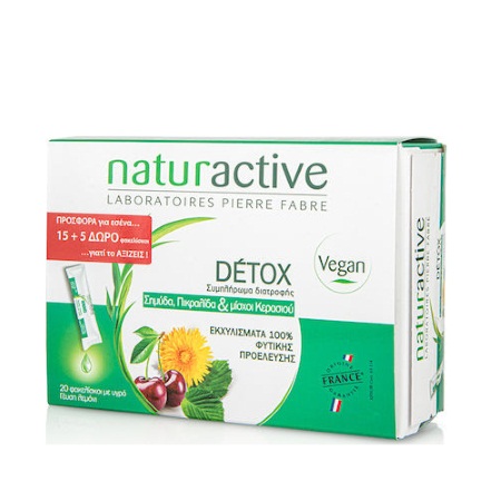 Naturactive Detox Συμπλήρωμα Διατροφής με Σημύδα, Πικραλίδα & Μίσχους Κερασιού 20 φακελάκια