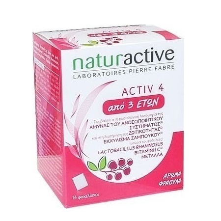Naturactive Activ 4 Συμπλήρωμα Διατροφής για την Ενίσχυση του Ανοσοποιητικού Συστήματος από 3+ ετών 14 φακελίσκοι