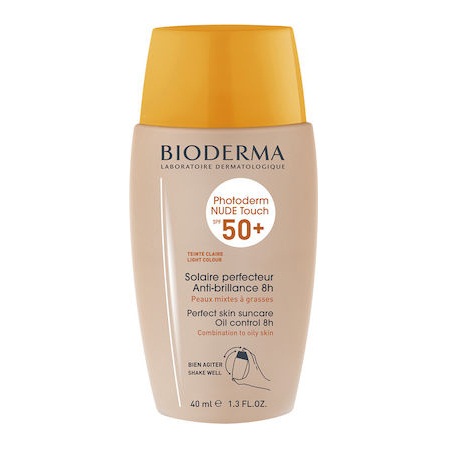 Bioderma Photoderm Nude Touch Light Colour Αντηλιακή Κρέμα Προσώπου Με Χρώμα Πολύ Υψηλής Προστασίας Ανοιχτή Απόχρωση SPF50+  40ml