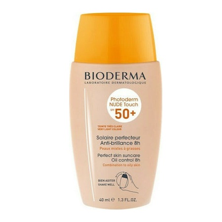 Bioderma Photoderm Nude Touch Very Light Colour Αντηλιακή Κρέμα Προσώπου Με Χρώμα Πολύ Υψηλής Προστασίας Πολύ Ανοιχτή Απόχρωση SPF50+ 40ml