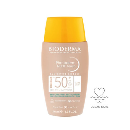 Bioderma Photoderm Nude Touch Αδιάβροχη Αντηλιακή Κρέμα Προσώπου SPF50 με Χρώμα Light 40ml