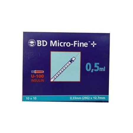 BD Micro-Fine+ 0.5ml 0.33mm (29G) x 12.7mm 100 τεμάχια