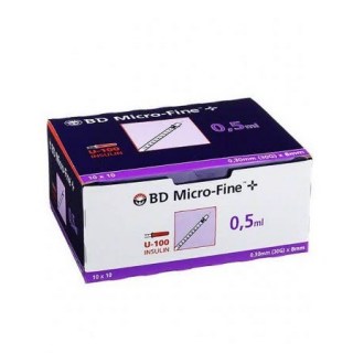 BD Microfine Σύριγγες Ινσουλίνης 0.30mm 30G Χ 8MM 0.5ml 100 τεμάχια