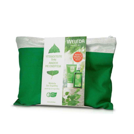 Weleda Set Τσαντάκι Σημύδας Λάδι 100ml & Peeling 150ml + ΔΩΡΟ Κύπελλο Μασάζ