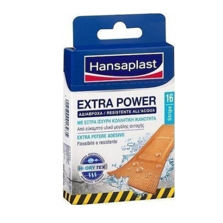 Hansaplast Επιθέματα Extra Power Αδιάβροχα Αυτοκόλλητα Επιθέματα 7.6x2.6cm 16 Τεμάχια