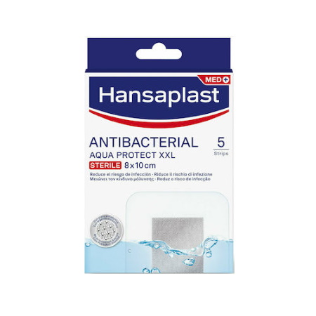Hansaplast Aδιάβροχα και Αποστειρωμένα Αυτοκόλλητα Επιθέματα Med Antibacterial Aqua Protect XXL 10x8cm 5 τεμάχια
