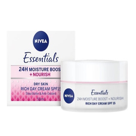 Nivea Essentials Nourishing Day Cream Dry Skin Ενυδατική Κρέμα Ημέρας για Ξηρές Επιδερμίδες SPF15 50ml