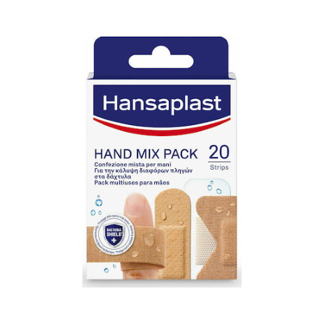 Hansaplast Hand Mix Pack Ελαστικά Επιθέματα Σε 5 Διαφορετικά Σχήματα 20 τεμάχια