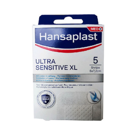 Hansaplast Ultra Sensitive XL 5cm x 7.2cm Επιθέματα με Εξαιρετικά Απαλό Υλικό για Πολύ Ευαίσθητη Επιδερμίδα 5 τεμάχια