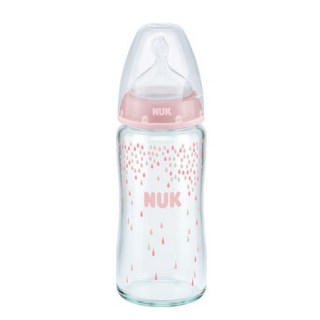 Nuk First Choice+ Γυάλινο Μπιμπερό με Θηλή Σιλικόνης Μεσαίας Οπής από 0-6 μηνών 240ml