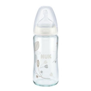 Nuk First Choice+ Γυάλινο Μπιμπερό με Θηλή Σιλικόνης Μεσαίας Οπής από 0-6 μηνών 240ml