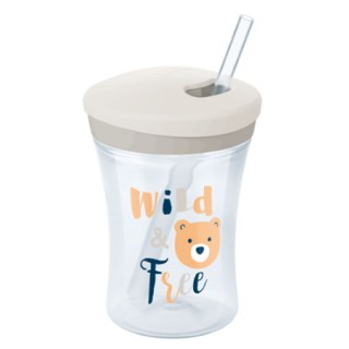 Nuk Action Cup Ποτηράκι Εκπαίδευσης Διάφανο με Καλαμάκι από 12+ μηνών 230ml