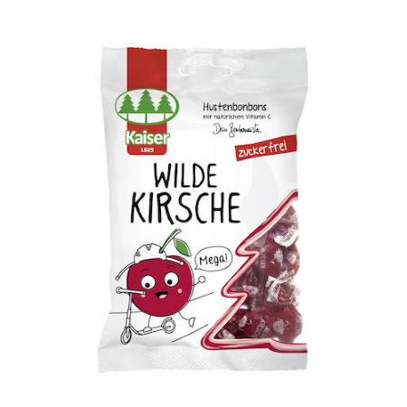 Kaiser 1889 Wild Cherry Pouch Παιδική καραμέλα με γεύση άγριου κερασιού 60gr