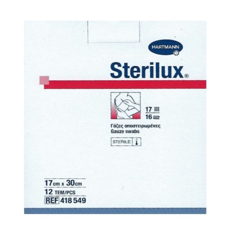 Hartmann Sterilux ES Αποστειρωμένη Γάζα 17x30cm 12 Τεμάχια