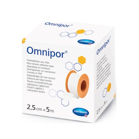 Hartmann Omnipor ταινίες στερέωσης από λευκό μη υφασμένο υλικό 5m x 2,5cm 1 τεμάχιο