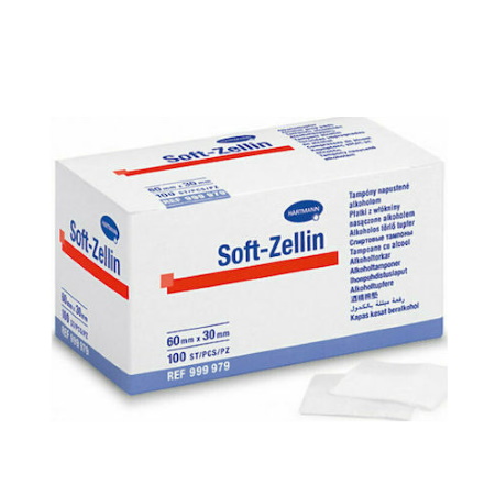Hartmann Soft Zellin Κομπρέσες Εμποτισμένες σε Αλκοόλη 60mm x 30mm 100 τεμάχια