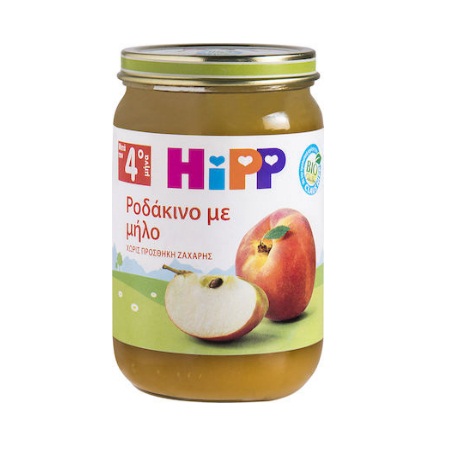 Hipp Βρεφική Φρουτόκρεμα Με Ροδάκινο & Μήλο Βιολογικής Καλλιέργειας Μετά Τον 4ο Μήνα 190gr