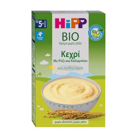 Hipp Bio Υποαλλεργική Κρέμα Χωρίς Γάλα Κεχρί με Ρύζι & Καλαμπόκι από 5 Μηνών 200gr