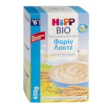 Hipp Φαρίν Λακτέ Κρέμα Δημητριακών με Γάλα & Σιμιγδάλι 450gr