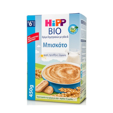 Hipp Bio Κρέμα Δημητριακών με Γάλα & Μπισκότο από τον 6ο Μήνα 450gr