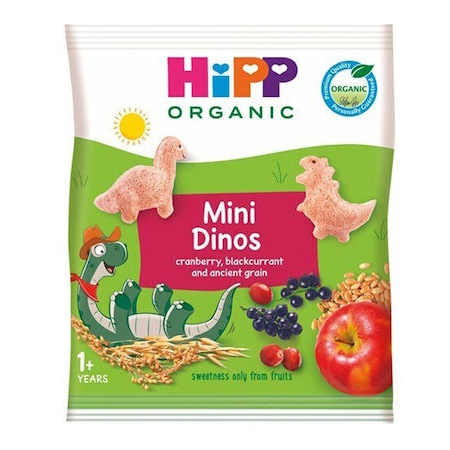 Hipp Bio Mini Dinos Fruit And Cereal Snack 1+ Years Βιολογικό Σνακ Δημητριακών Με Φρούτα Και Χυμούς Φρούτων Με Σχήμα Δεινοσαυράκια 30g