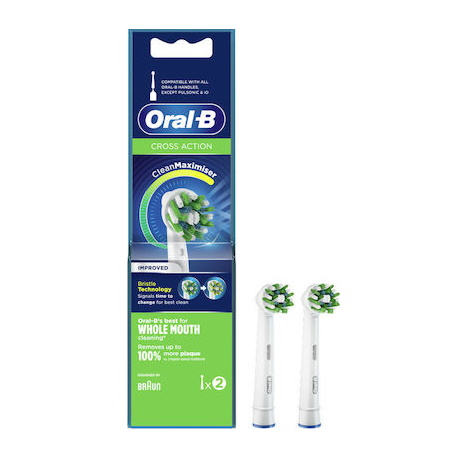 Oral B Cross Action CleanMaximiser Improved Black Edition Ανταλλακτικές Κεφαλές για Ηλεκτρική Οδοντόβουρτσα 2 τεμάχια