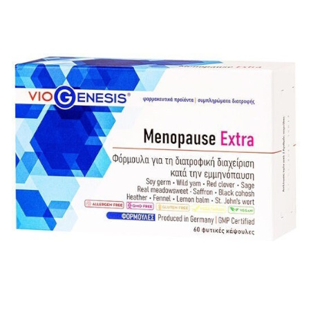 VioGenesis Menopause Extra Φόρμουλα για τη Διατροφική Διαχείριση κατά την Εμμηνόπαυση 60 Φυτικές Κάψουλες