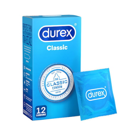 Durex Classic The Beloved Original Κλασσικά Προφυλακτικά Με Ήπια Λίπανση 12 τεμάχια