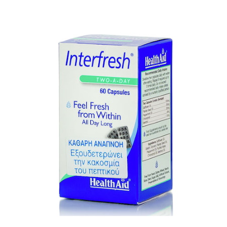 Health Aid Interfresh Breath Fresh Δρα Θετικά στο Φρεσκάρισμα της Αναπνοής 60 κάψουλες