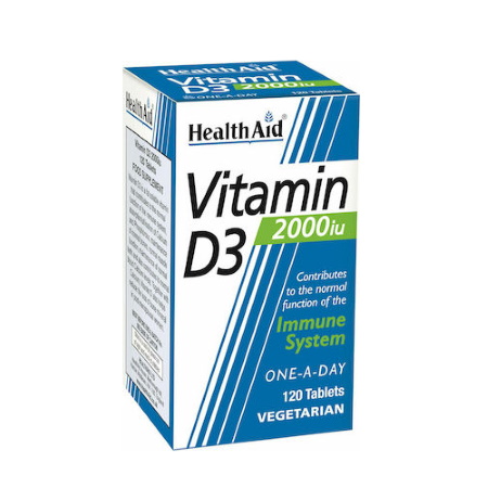 Health Aid Vitamin D3 2000iu Για Τη Φυσιολογική Λειτουργία Του Ανοσοποιητικού 120 κάψουλες