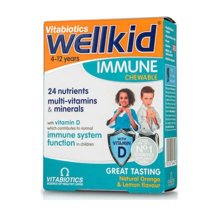 Vitabiotics Wellkid Immune Συμπλήρωμα Διατροφής για την Καλή Λειτουργία του Ανοσοποιητικού Συστήματος των Παιδιών 30 Μασώμενες Ταμπλέτες