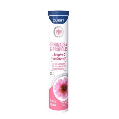 Quest Once a Day Echinacea & Propolis Lemon Flavour Συμπλήρωμα διατροφής εχινάκειας & πρόπολης 20 αναβράζοντα δισκία Λεμόνι