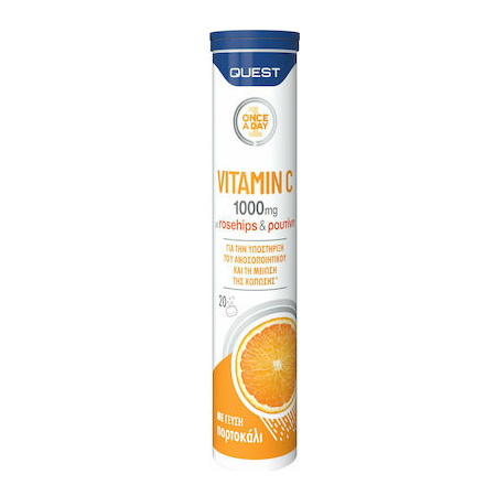 Quest Vitamin C 1000mg Συμπλήρωμα Διατροφής με Βιταμίνη C για την Καλή Λειτουργία του Ανοσοποιητικού Συστήματος 20 αναβράζοντα δισκία
