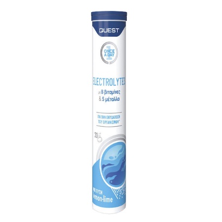 Quest Electrolytes Συμπλήρωμα Διατροφής για την Ενυδάτωση του Οργανισμού 20 Αναβράζουσες Ταμπλέτες