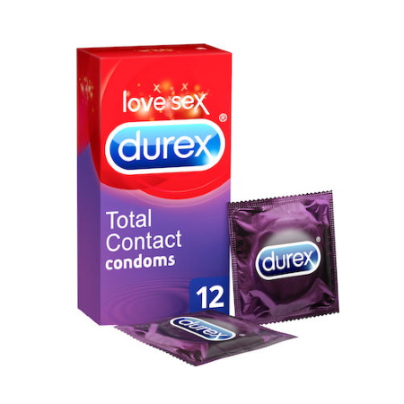 Durex Total Contact Προφυλακτικά Πολύ Λεπτά με Επιπλέον Λίπανση 12 τεμάχια