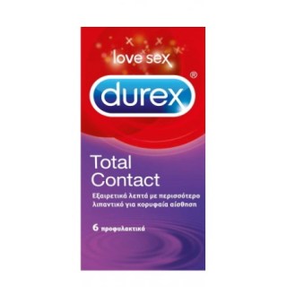 Durex Total Contact Προφυλακτικό Λεπτό με Περισσότερο Λιπαντικό 6 τεμάχια