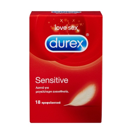 Durex Sensitive Προφυλακτικά Λεπτά για Μεγαλύτερη Ευαισθησία 18 τεμάχια