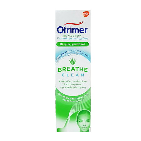 Otrimer Breathe Clean με Aloe Vera Φυσικό Ισότονο Διάλυμα Θαλασσινού Νερού Μέτριος Ψεκασμός 100ml