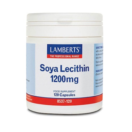 Lamberts Soya Lecithin 1200mg Συμπλήρωμα Διατροφής για την Φυσιολογική Λειτουργία του Ήπατος 120 Κάψουλες