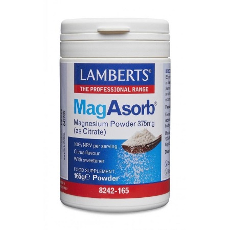 Lamberts MagAsorb Magnesium Powder 375mg (as Citrate) Υψηλής Βιοδιαθεσιμότητας Μαγνήσιο σε μορφή κιτρικού άλατος 165gr