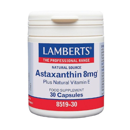 Lamberts Astaxanthin 8mg & Vitamin E Συμπλήρωμα Διατροφής Με Αντιοξειδωτική Δράση 30 Ταμπλέτες