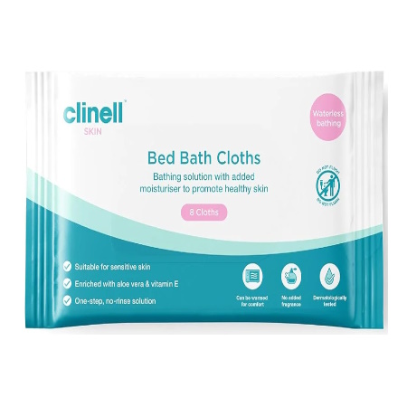 Clinell Skin BedBath Wipes Μαντηλάκια Πλυσίματος Ασθενών 8 Τεμάχια