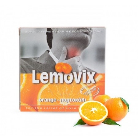 Lemovix Παστίλιες για το Λαιμό με Γεύση Πορτοκάλι 16τμχ